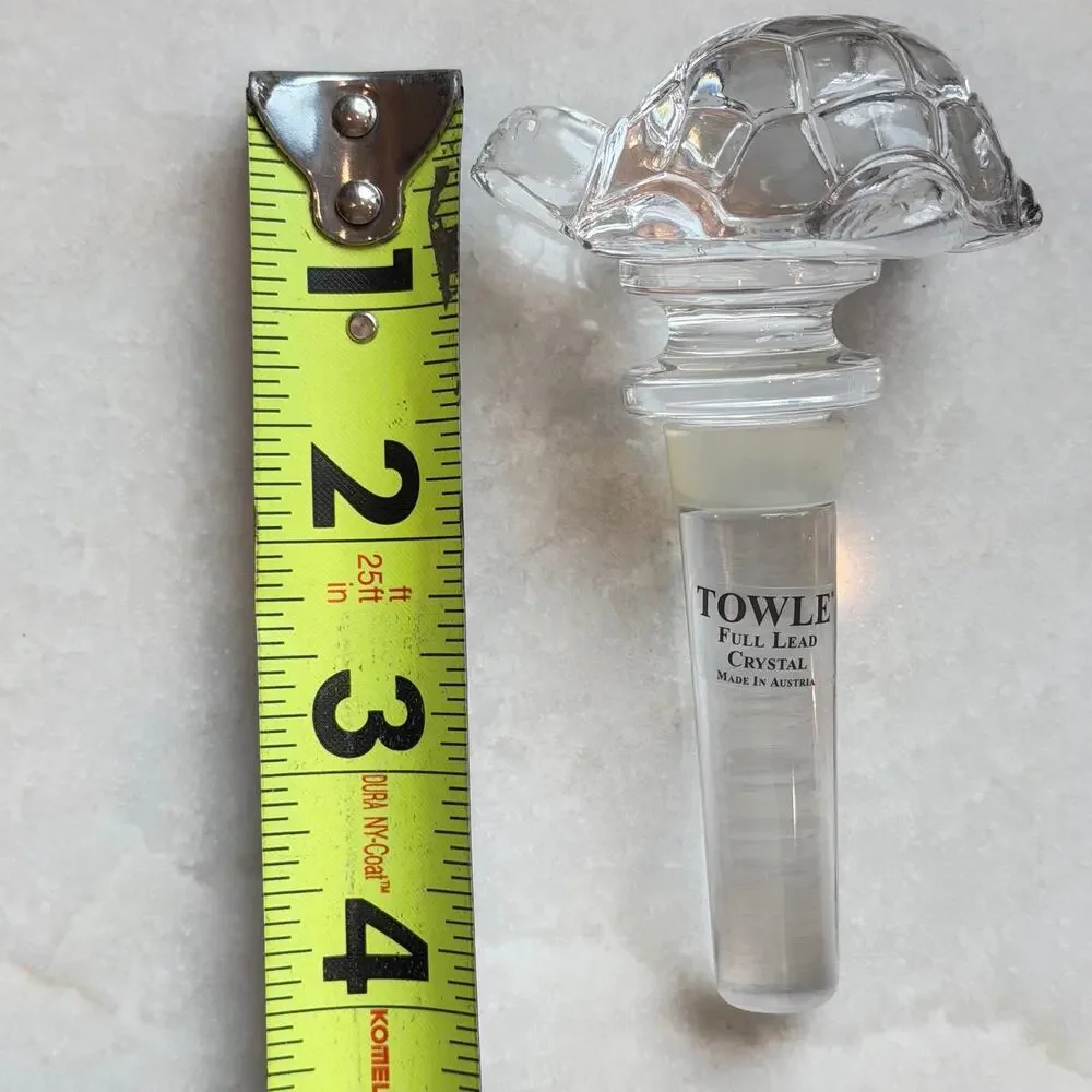 Towle Full Lead Austrian Crystal Turtle Bottle Stopper Wine Decanter Accessory